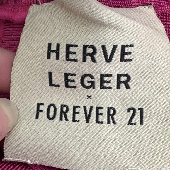 Herve Leger x Forever 21 Dress Womens Small Fuchsia One Shoulder Bandage Bodycon - Picture 5 of 6